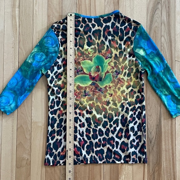 Y2K Luna. T Floral Animal Print Mesh Top - Made in USA - Sz S - Picture 9 of 11